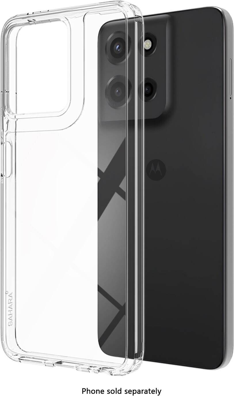 The image shows a black phone case with a clear back. The case is designed to fit the SAHARA phone, which is sold separately. The case is made of a durable material and provides protection for the phone.