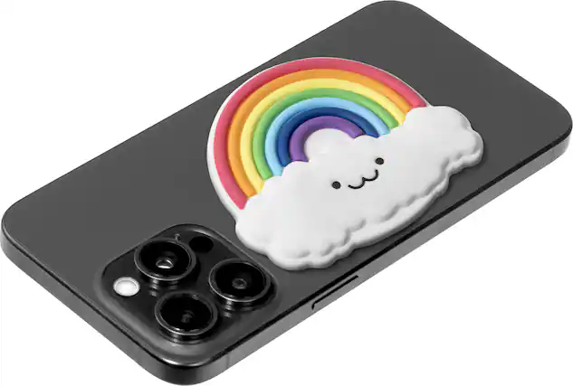 Angle. LAUT - Magmoji MagSafe Phone Badge - RAINBOW MOJI - Rainbow.