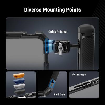 NEEWER Cage Vidéo S24 Ultra – Rig Stabilisateur Avec Poignées Quick Release, Déclencheur BT, Adaptateur Filtre 67mm & Objectif 17mm