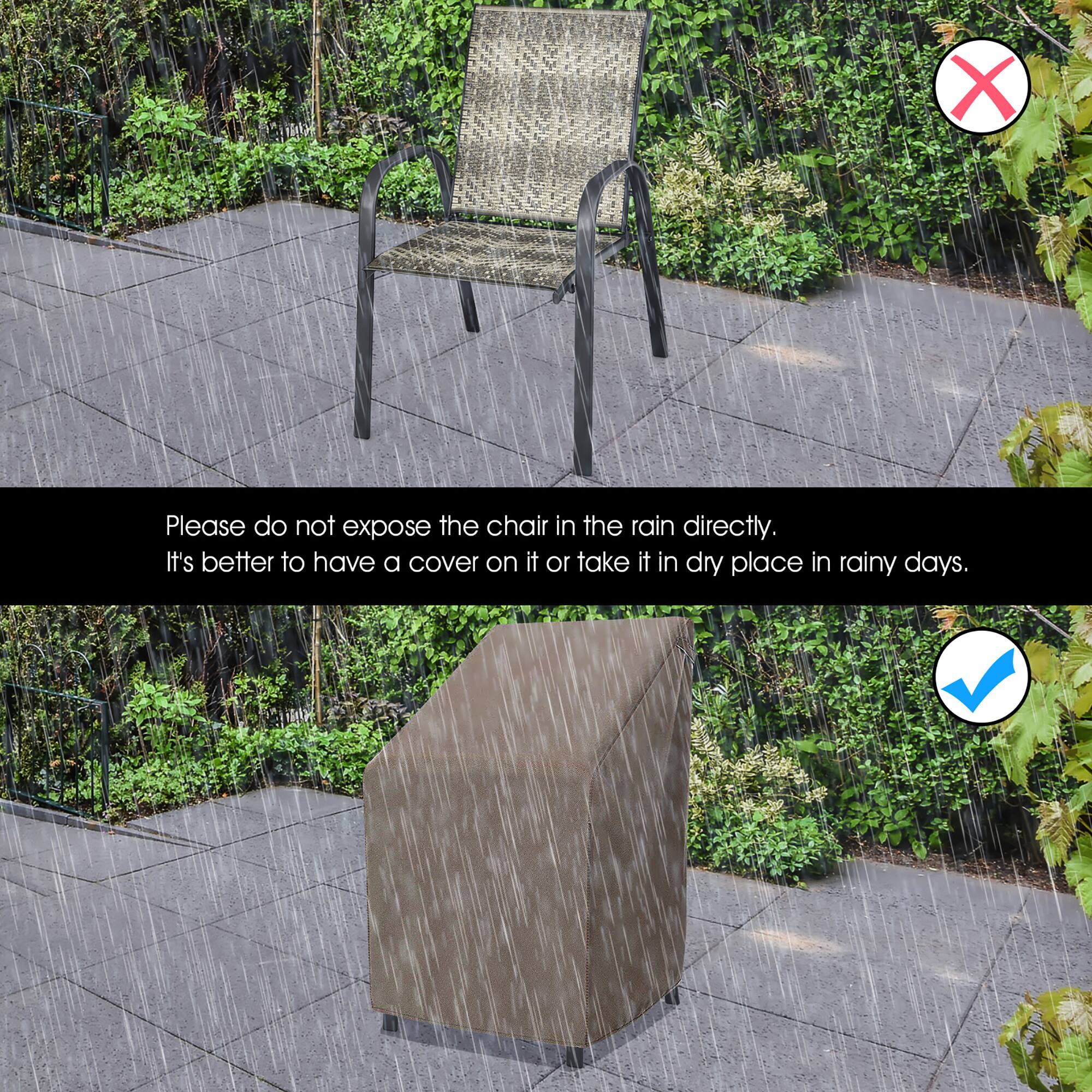 Please do not expose the chair in the rain directly.  
It's better to have a cover on it or take it in a dry place in rainy days.