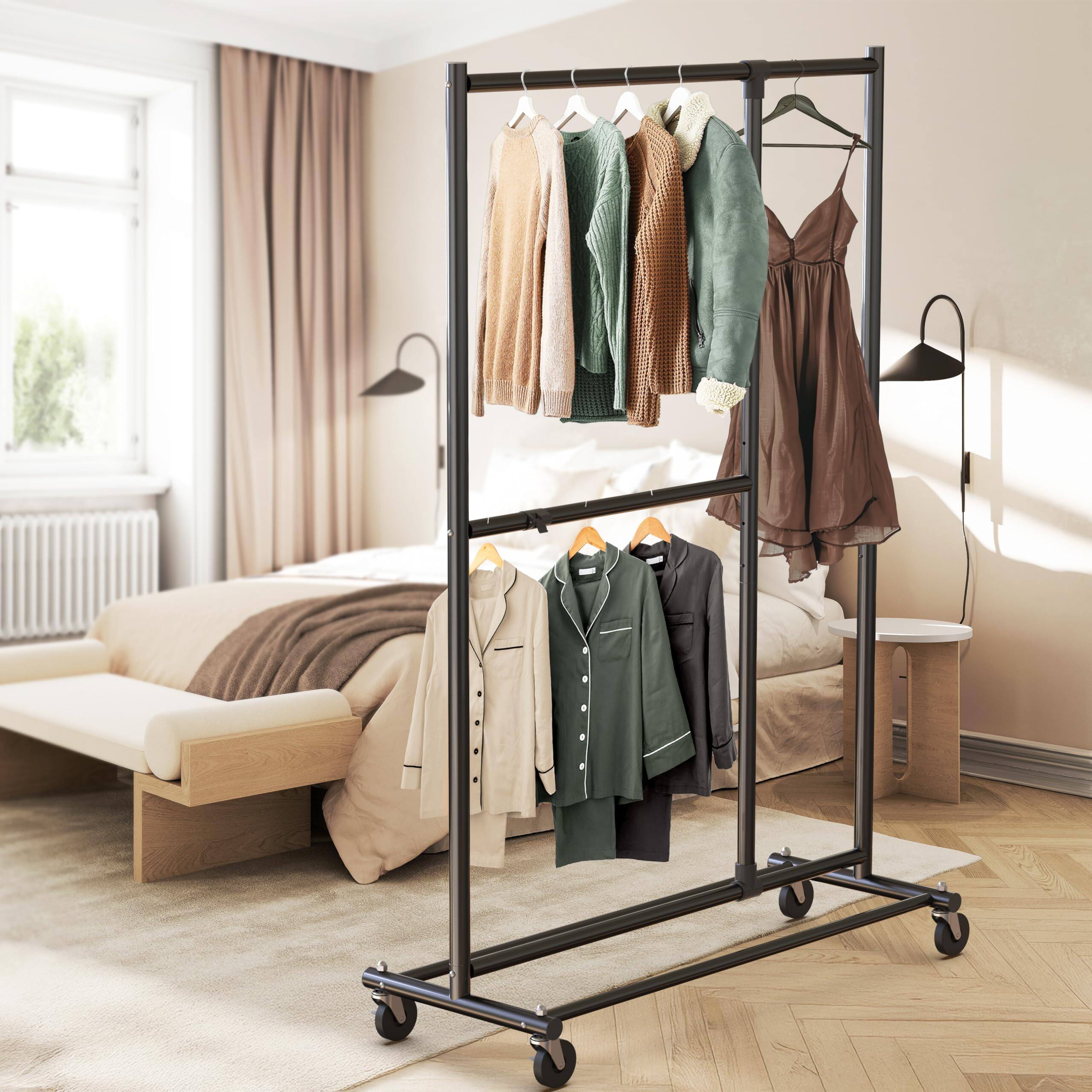 Alt View 2. ThinkLink Electronic - Dual Bar Adjustable Garment Rack 72-inch Height - Black.