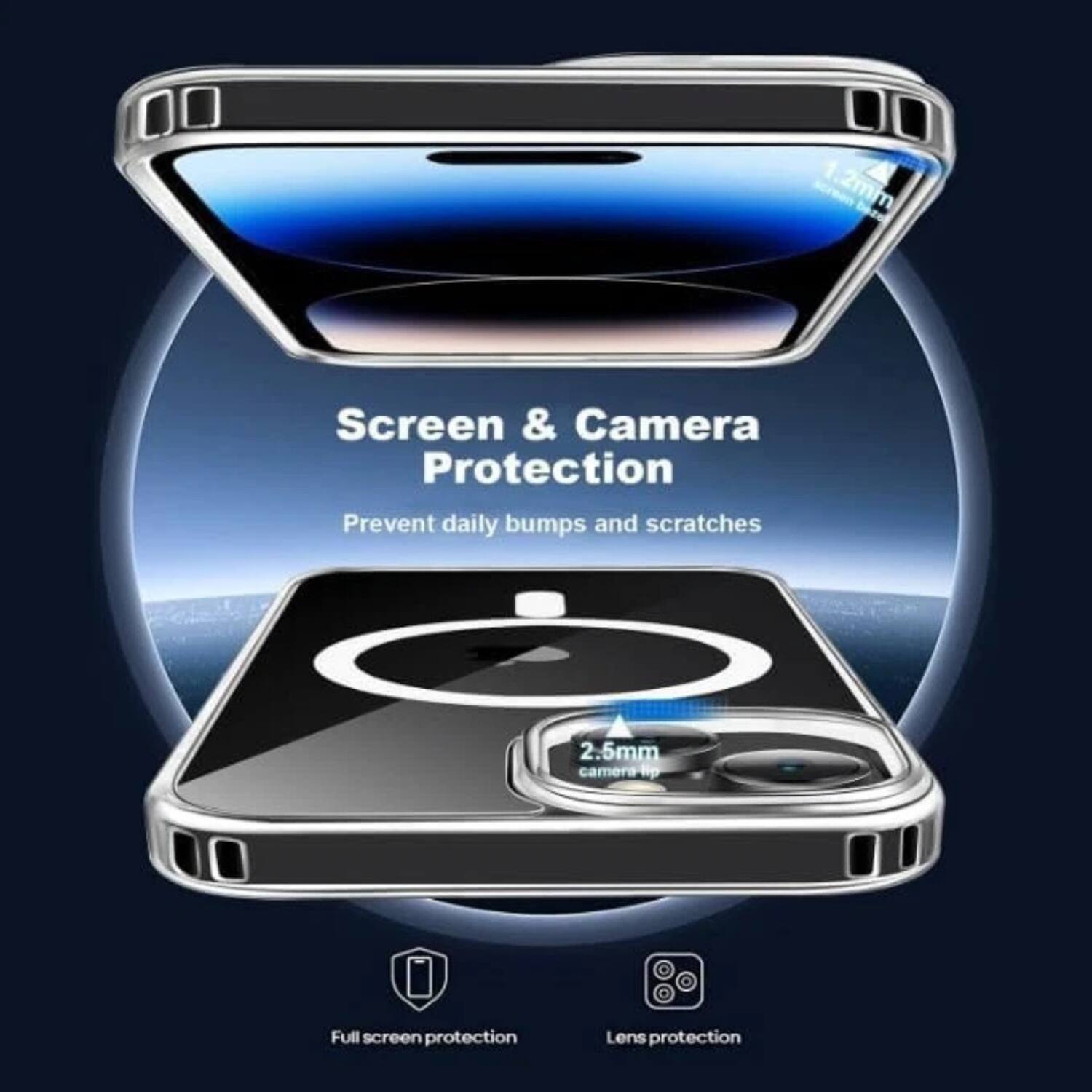 Screen & Camera Protection  
Prevent daily bumps and scratches  

2mm  
2.5mm camera  

Full screen protection  
Lens protection