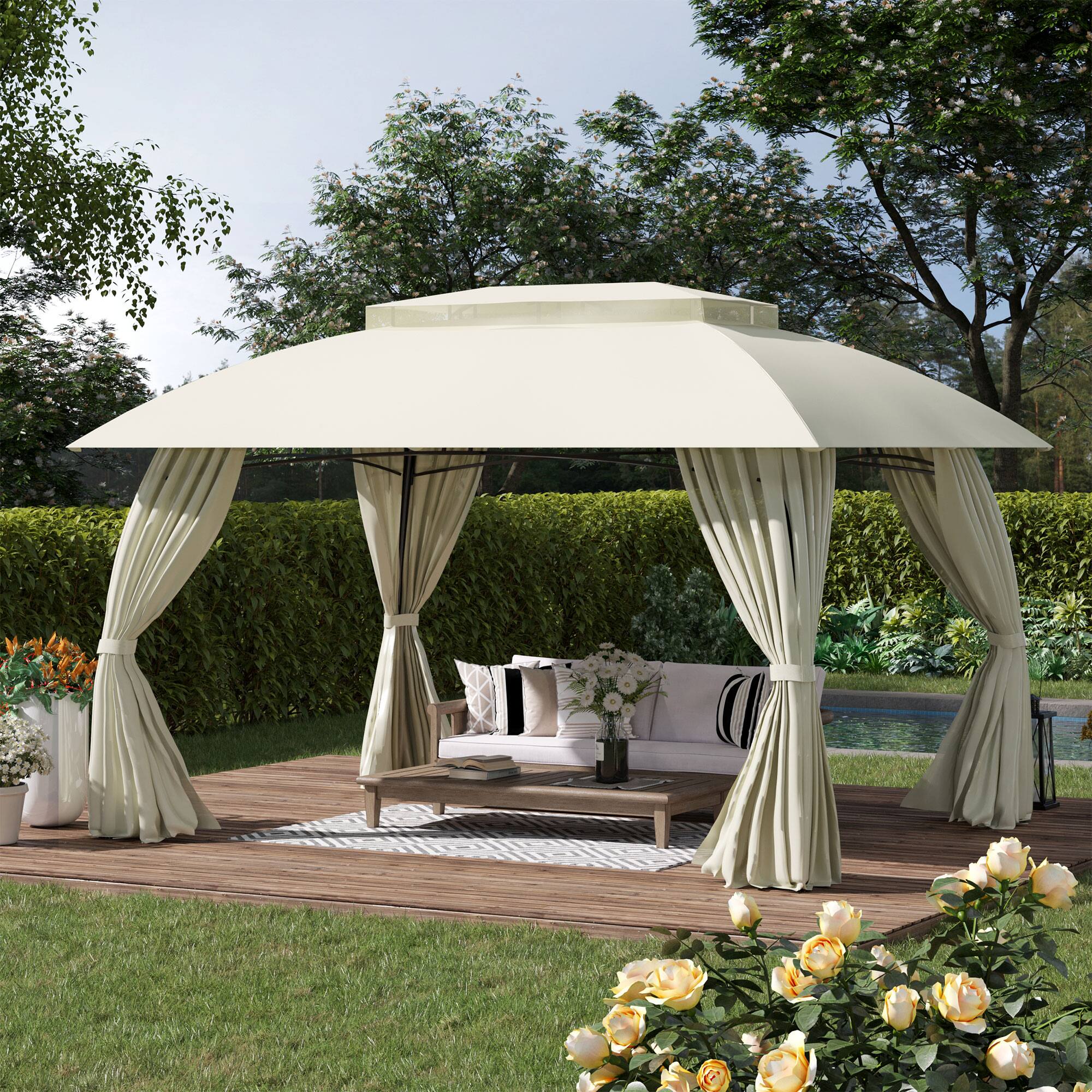 Alt View 1. Outsunny - x 13' Outdoor Gazebo Patio Gazebo Canopy, Double Vented Roof, Steel Frame - Beige.