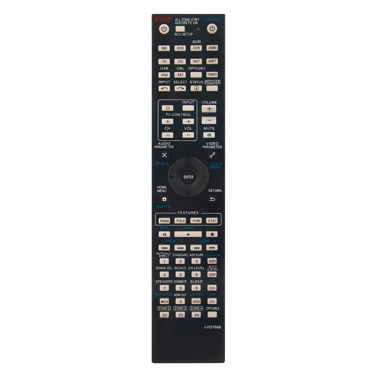 WINFLIKE - New AXD7666 Replaced Remote Control Compatible for Pioneer Home Theater AV A/V Audio/Video Receiver System - Black