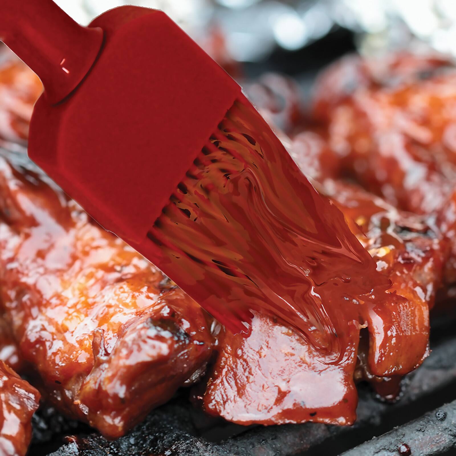 Alt View 2. Norpro - Silicone Basting Squeeze Bottle - Red.