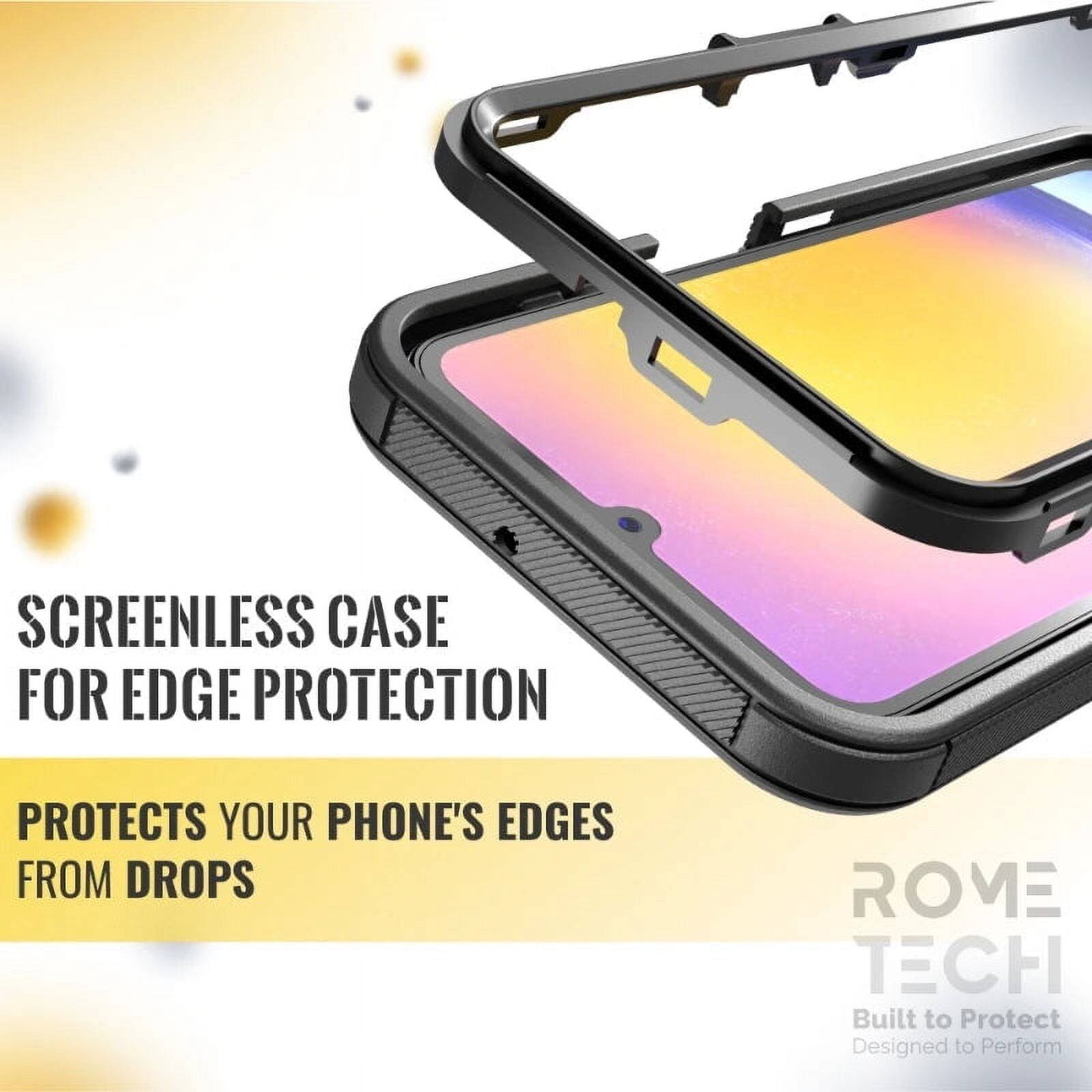 SCREENLESS CASE FOR EDGE PROTECTION  
PROTECTS YOUR PHONE'S EDGES FROM DROPS  

ROME TECH  
Built to Protect  
Designed to Perform