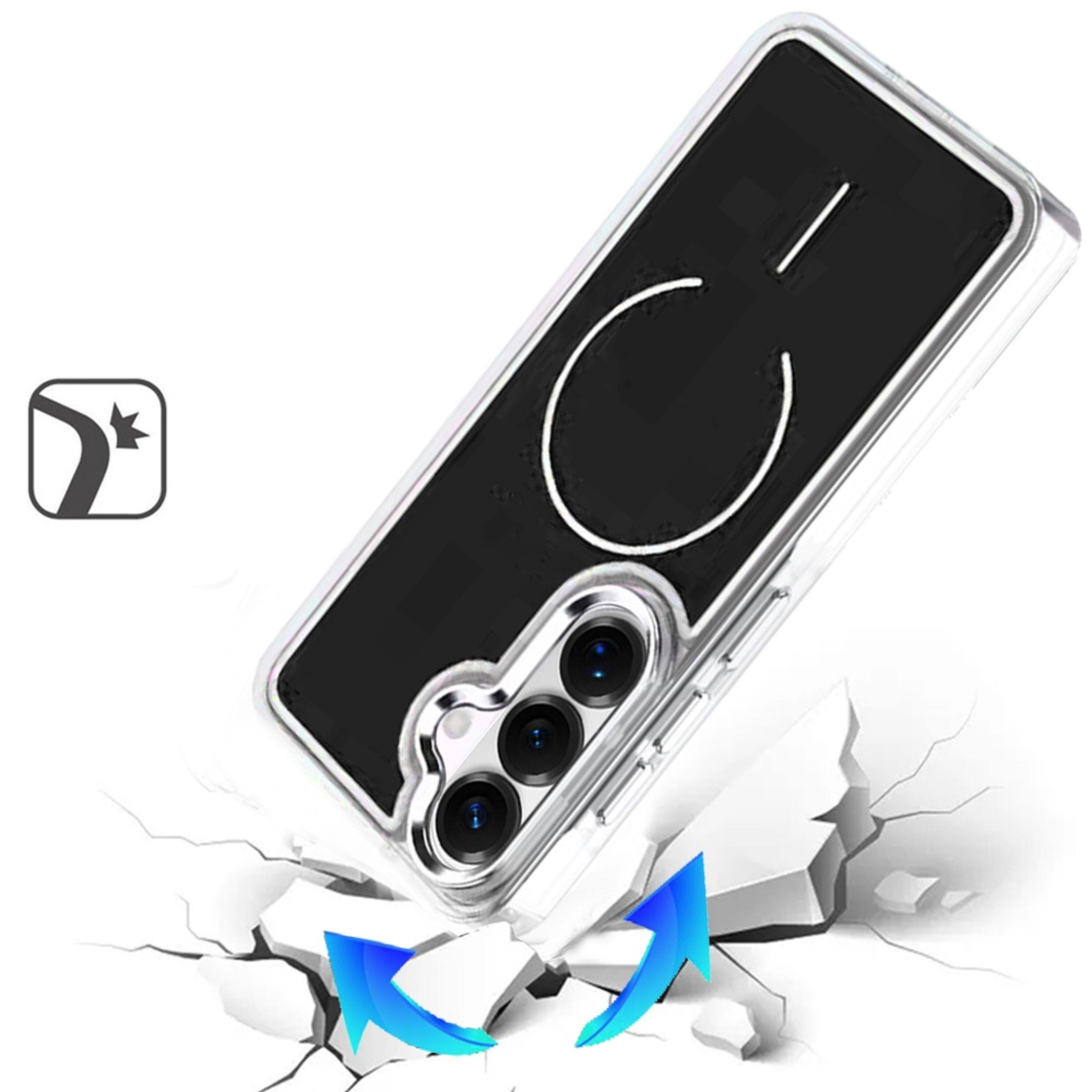 Angle. Kitcheniva - Premium Metallic Magnetic Circle Hybrid Case With Tempered Glass For Samsung S26 FE Black - Black.
