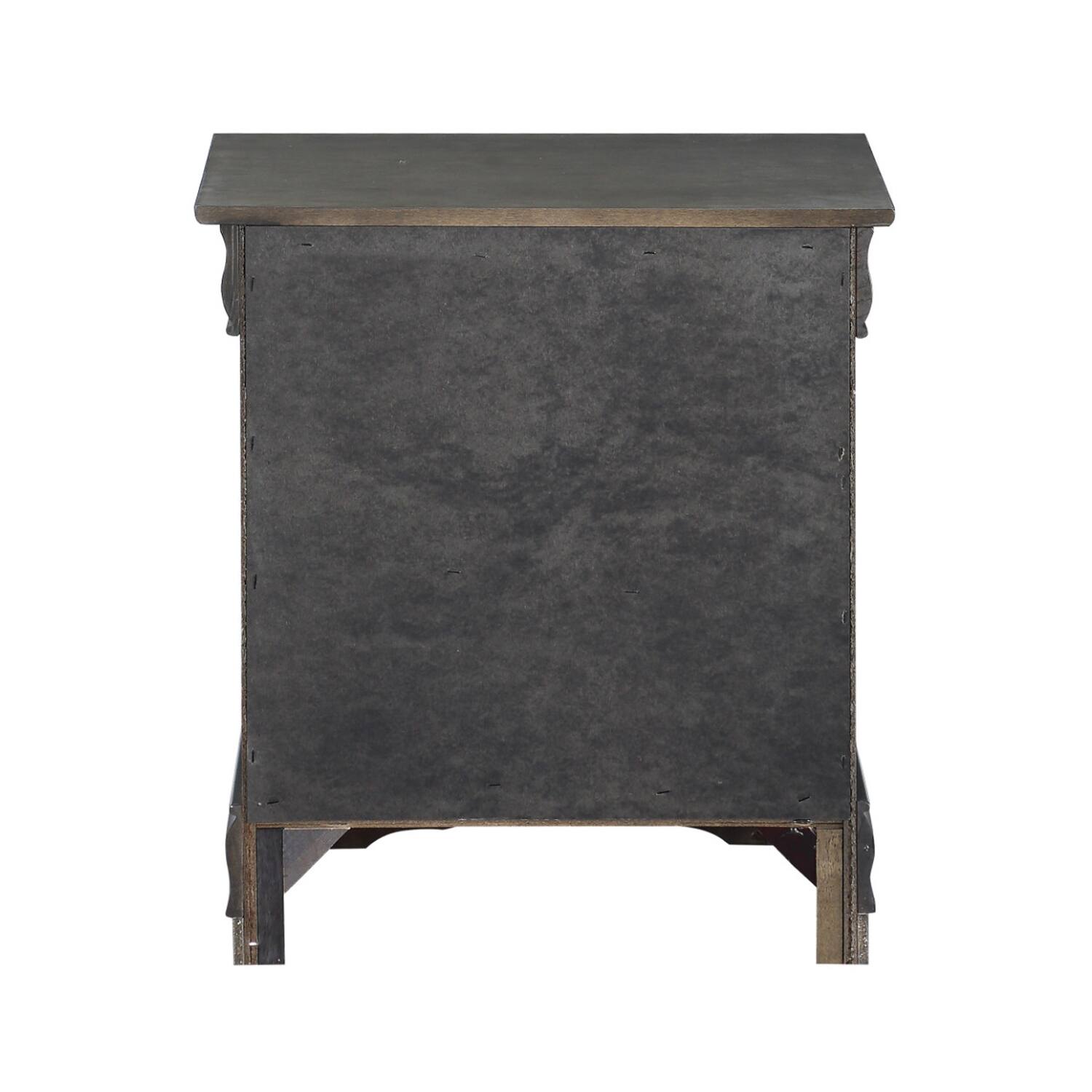 Alt View 3. Manhattan Lane - Traditional Style Wooden Nightstand with Two Drawers and Metal Handles - Gray.