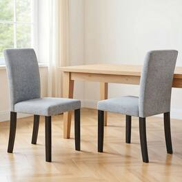 Kadyn - Set of 2 Mid-Century Modern Dining Chairs with Rubberwood Legs, Upholstery and Black Frame - Gray