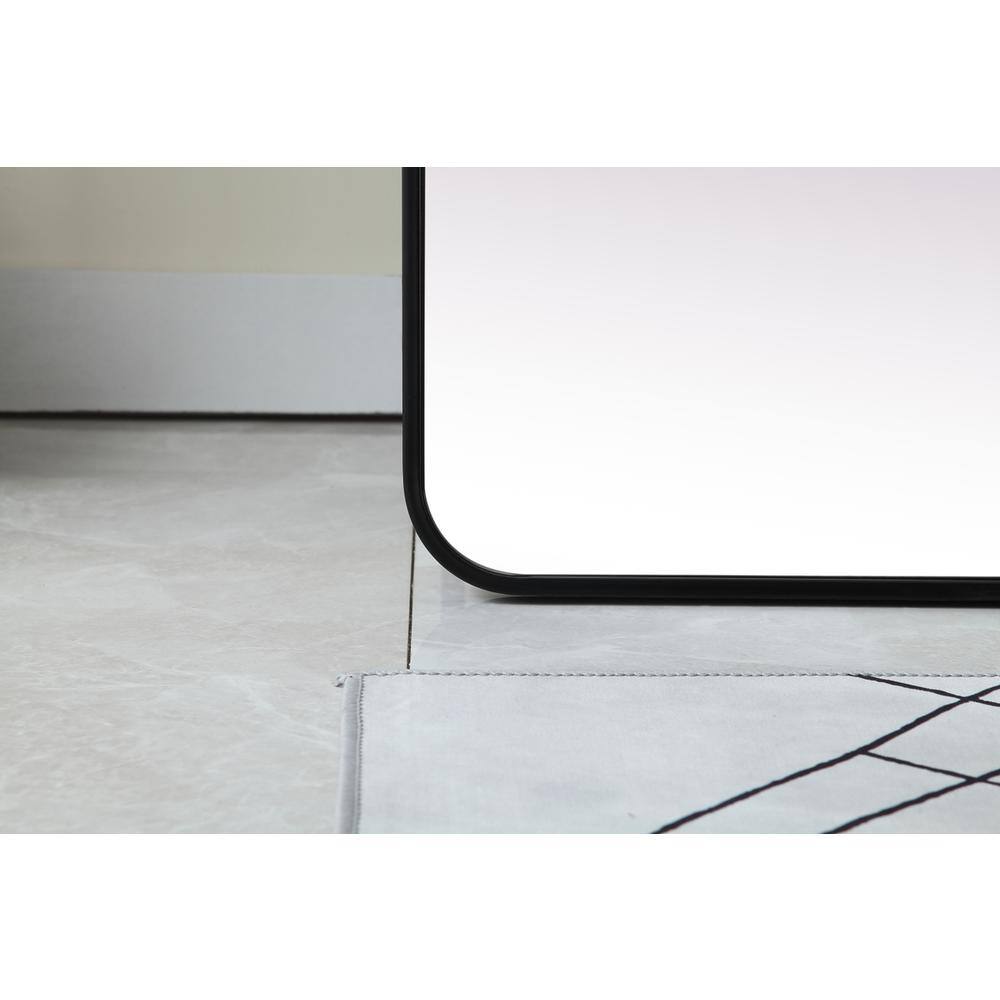 Alt View 4. Elegant Decor - Soft Corner Metal Rectangle Full Length Mirror 30x60 Inch in Black - Black.