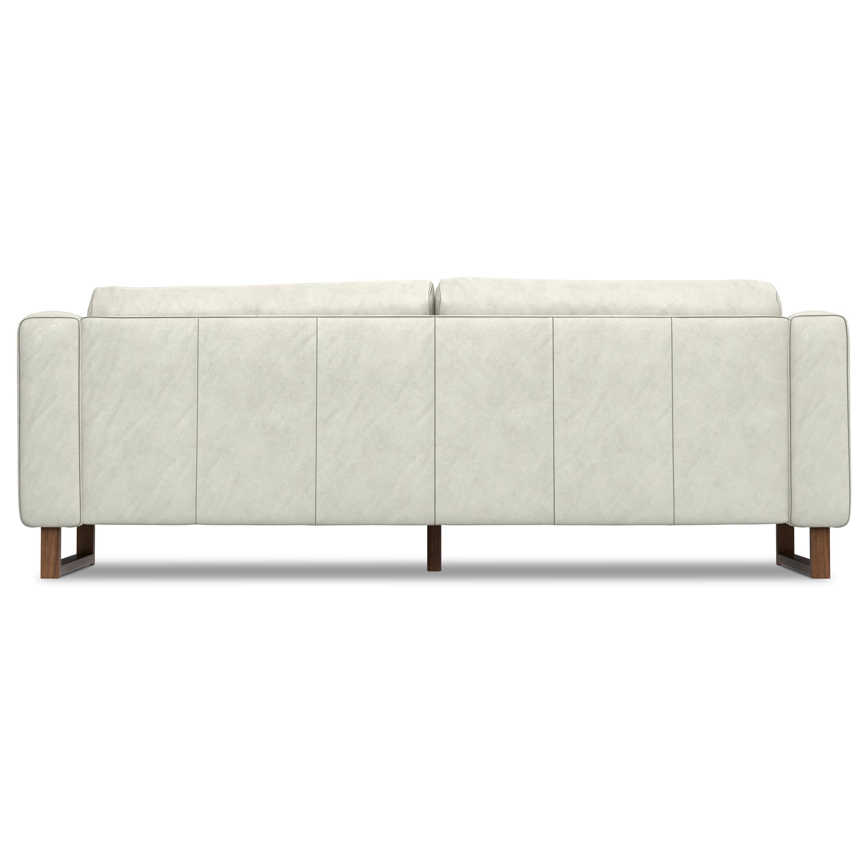 Left. Simpli Home - Richard Modern Contemporary 83 inch Wide Sofa in Light Smoke Grey Genuine Leather - Light Smoke Grey.