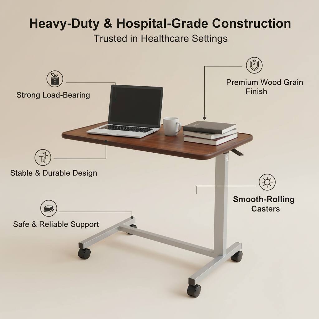 Heavy-Duty & Hospital-Grade Construction  
Trusted in Healthcare Settings  

- Strong Load-Bearing  
- Stable & Durable Design  
- Safe & Reliable Support  
- Premium Wood Grain Finish  
- Smooth-Rolling Casters