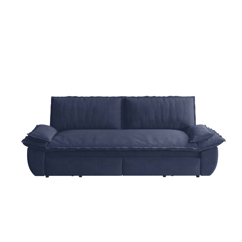 Alt View 10. Kadyn - 73.2" Queen Pull Out Sofa Bed, 3-in-1 Convertible Sleeper Sofa, Corduroy Loveseat Bed - Blue.