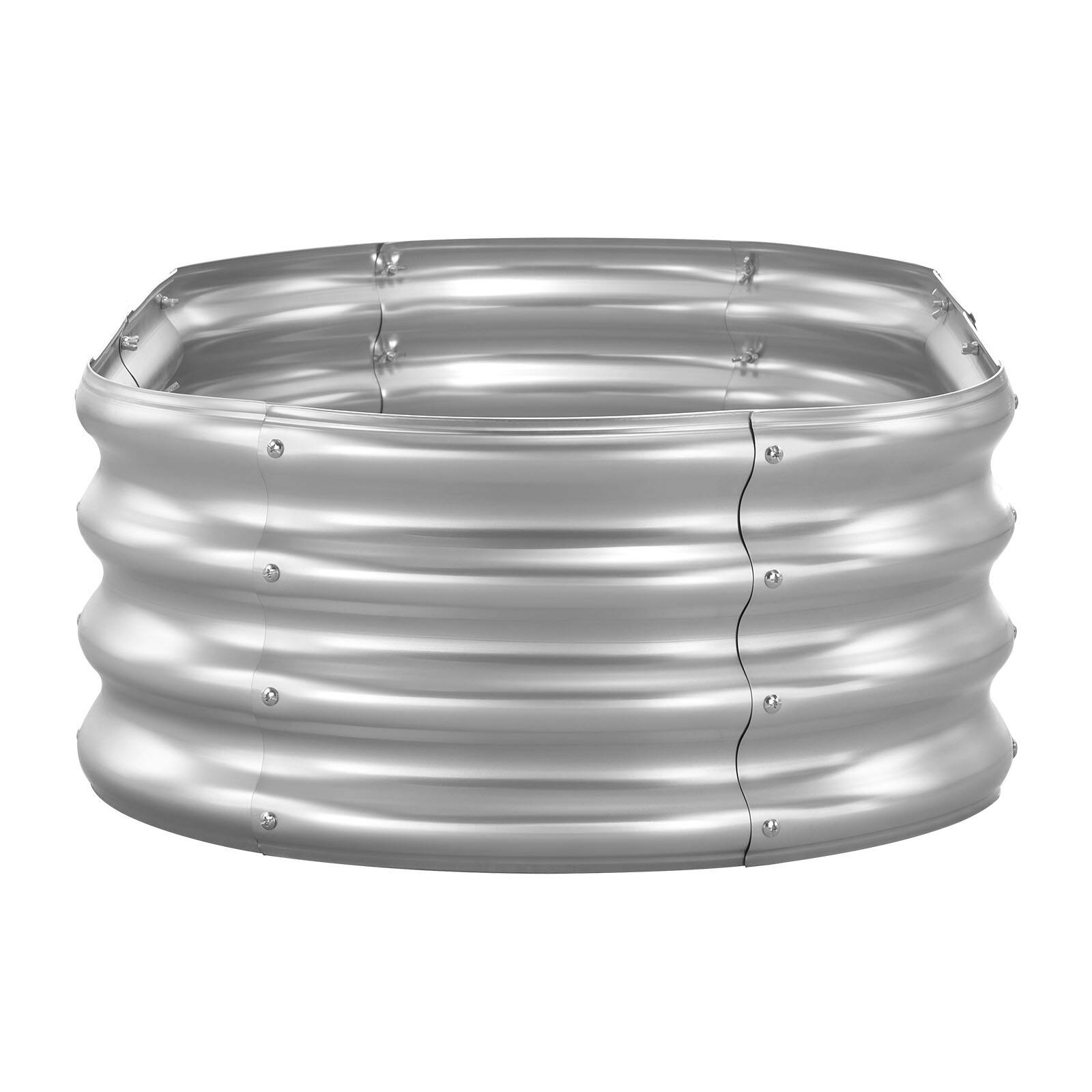 Alt View 5. VEVOR - Metal Raised Garden Bed, 4 x 2 x 1 ft Oval Outdoor Galvanized Planter Garden Box, Open Bottom Design - Silver.