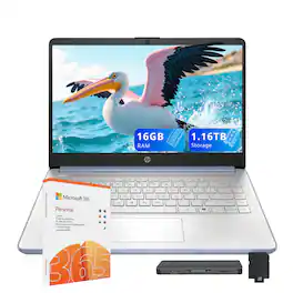 HP - Stream 14" HD Laptop,Intel N150 CPU,16GB RAM,128GB UFS+1TB Dock Set,Intel Graphics,1 Year Office 365,Win 11s - Blue
