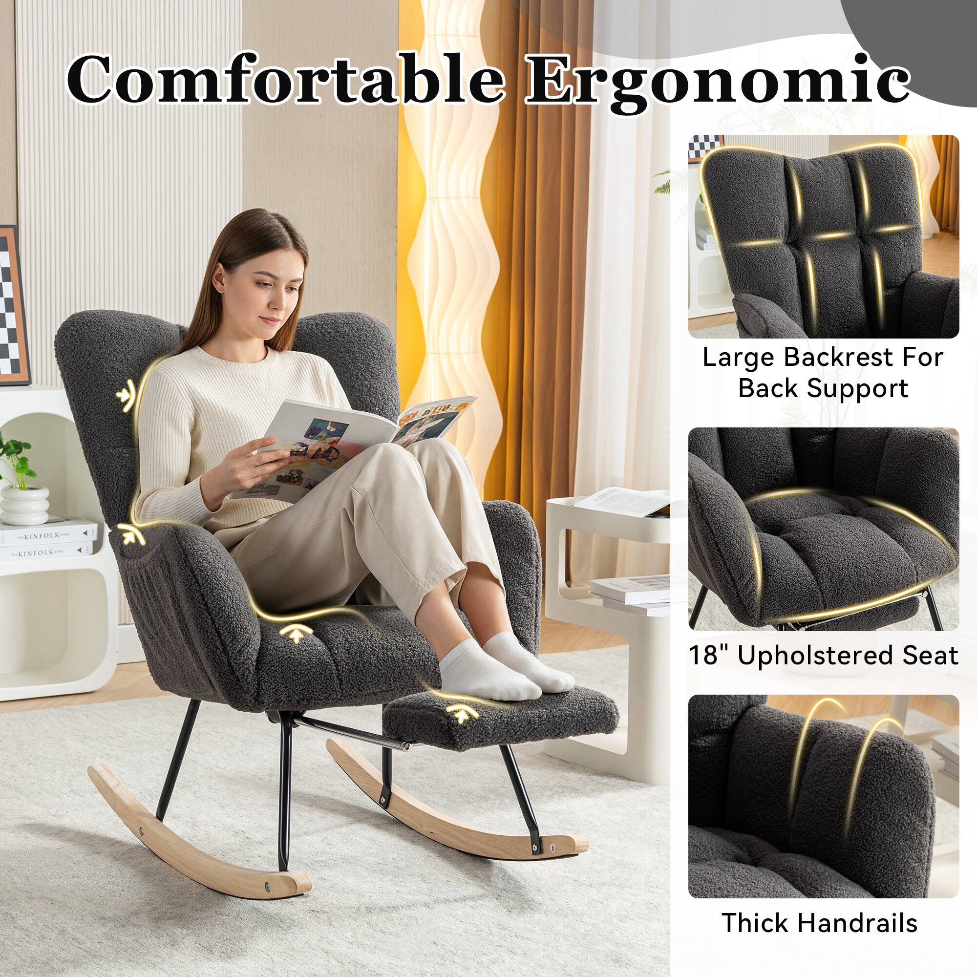 Comfortable Ergonomic  
Large Backrest For Back Support  
18" Upholstered Seat  
Thick Handrails