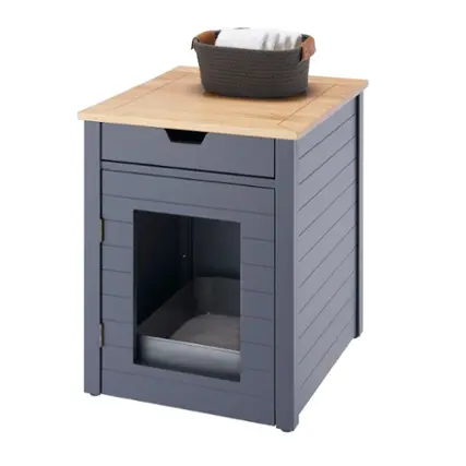 TRINITY - 20" Dark Gray Litter Box Enclosure End Table w/ Drawer - Dark Gray