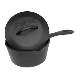 Bayou Classic - 1 Quart Cast Iron Covered Sauce Pot with Self-Basting Lid - Black