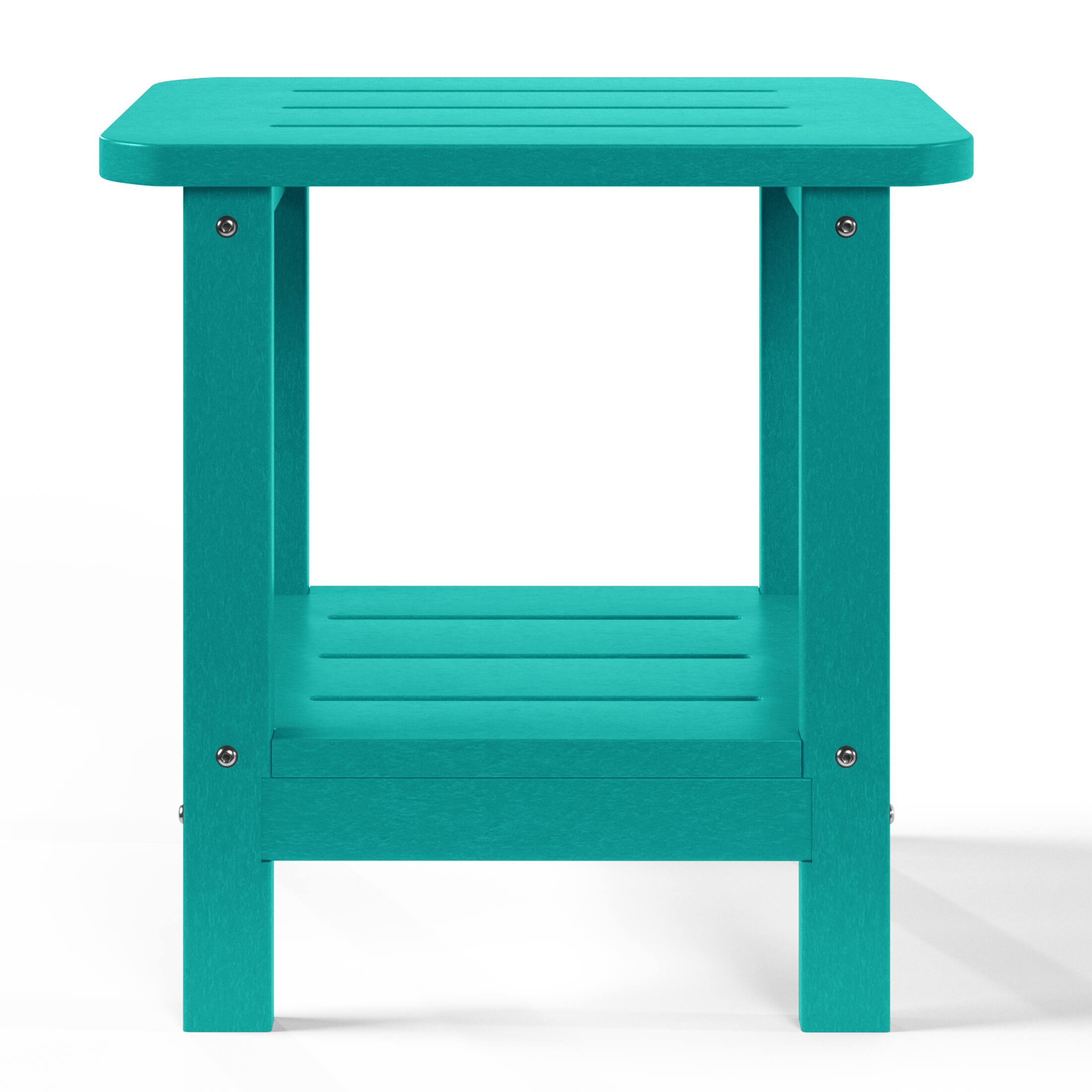 Back. WestinTrends - WestinTrends Aruba 2-Tier Outdoor HDPE Modern Adirondack Square Patio Side Table - Turquoise.