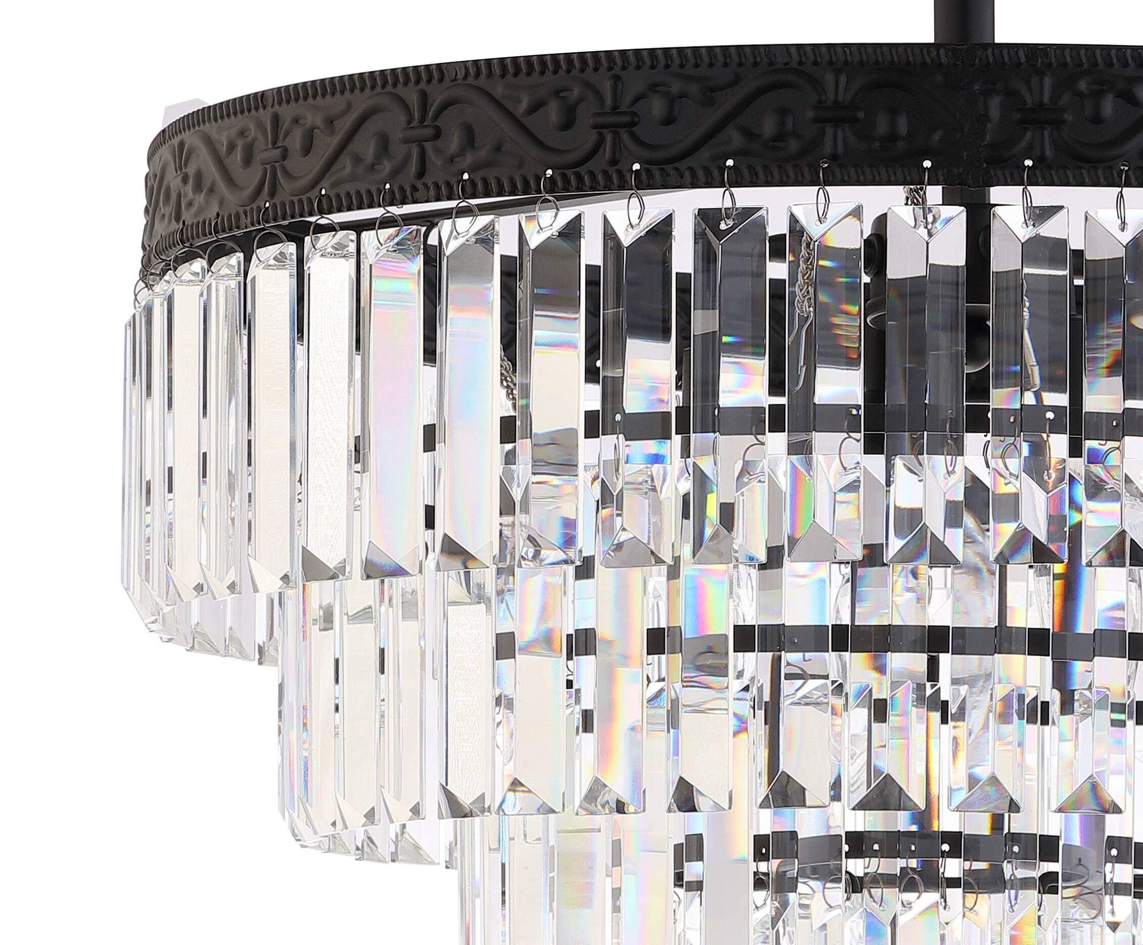 Alt View 5. Jonathan Y - Wyatt 20" 4-Light Crystal LED Chandelier, Bronze/ Clear - Bronze / Clear.