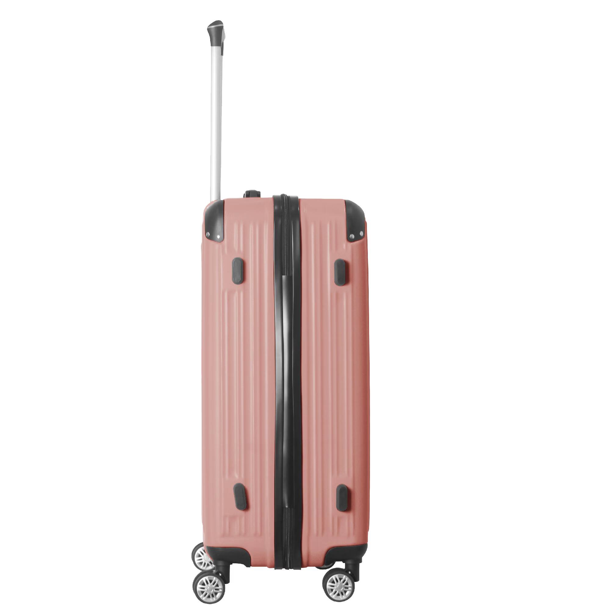Alt View 6. Bestier - 3-Piece ABS Hardshell Luggage Set (20”/24”/26”) with Spinner Wheels, TSA Lock & Telescopic Handle - Dusty Rose Pink.