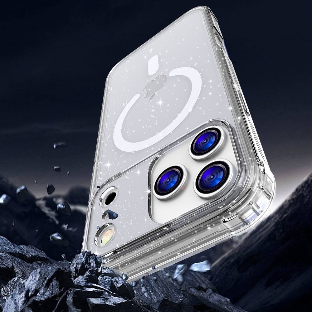Alt View 1. Dteck - Magnetic for iPhone 17 Pro Max Case, Compatible with MagSafe, Translucent Matte Phone Cover - Glitter Clear.