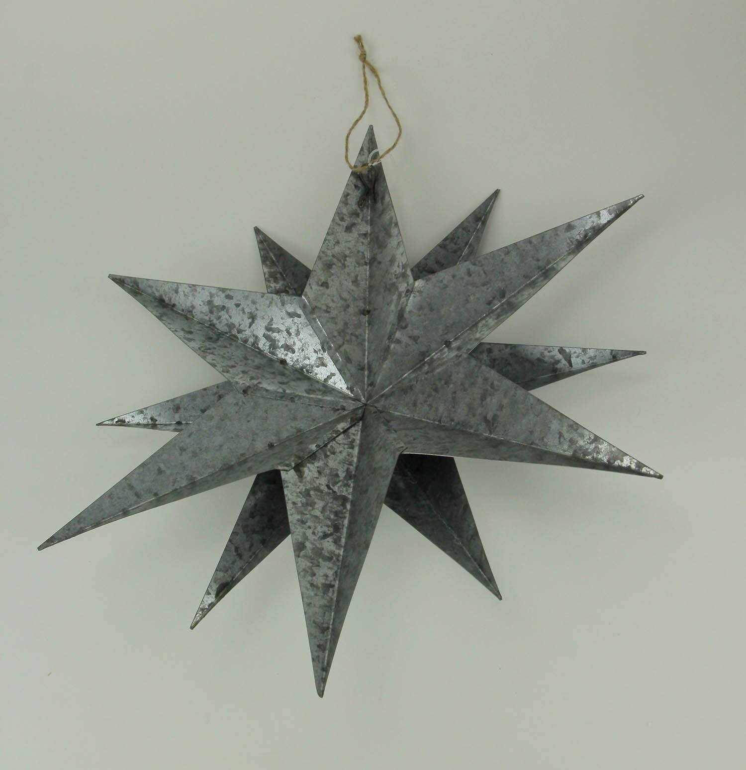 Alt View 2. Transpac - Rustic Galvanized Metal 12 Pointed Star Wall Sculptures Set of 3 - Gray.