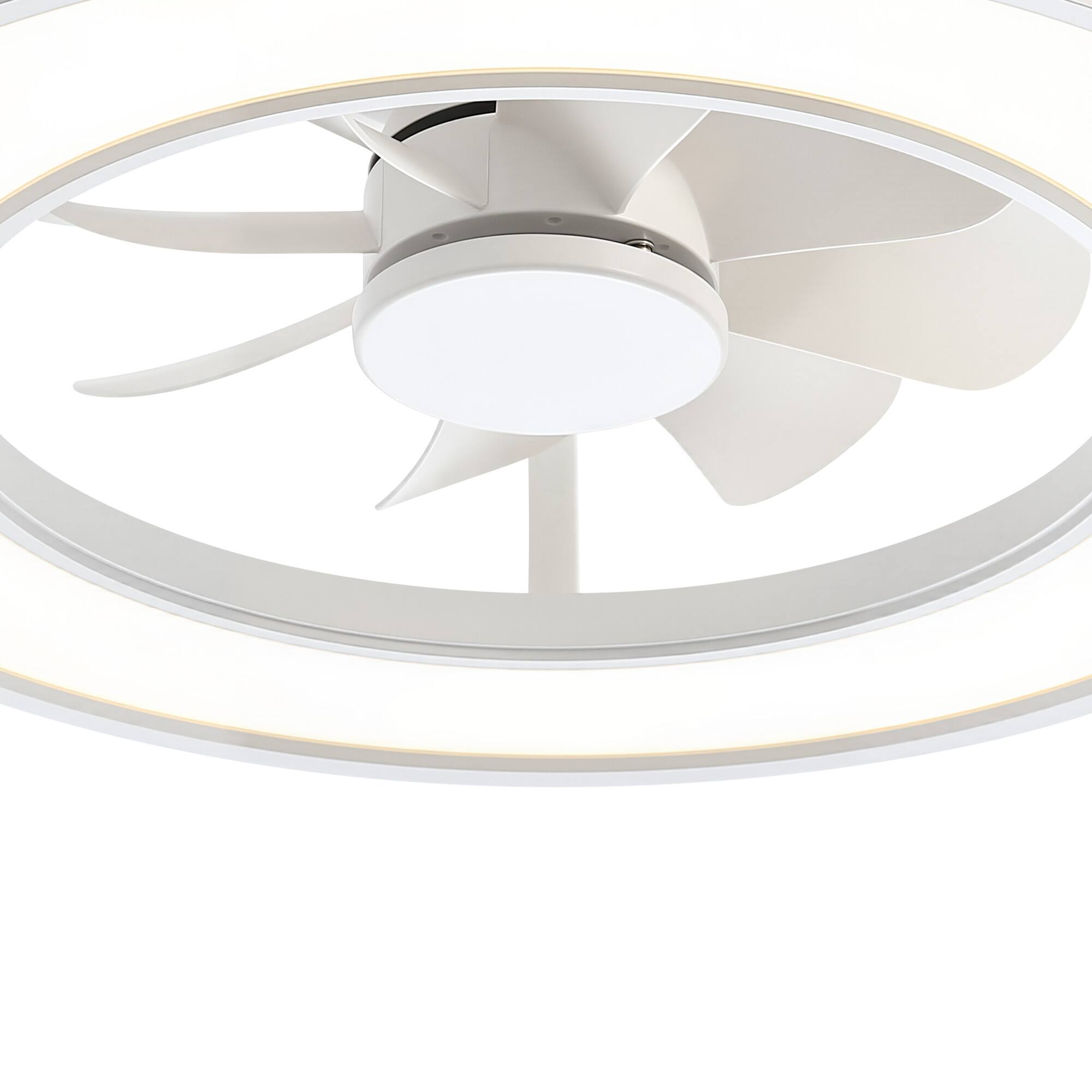 Alt View 10. Breezary - 20-Inch Caged Flush Mount Ceiling Fan with Acrylic Shade, Tunable LED, 6-Speed Remote, Timer, DC Motor - 20-Inch White Ceiling Fan.