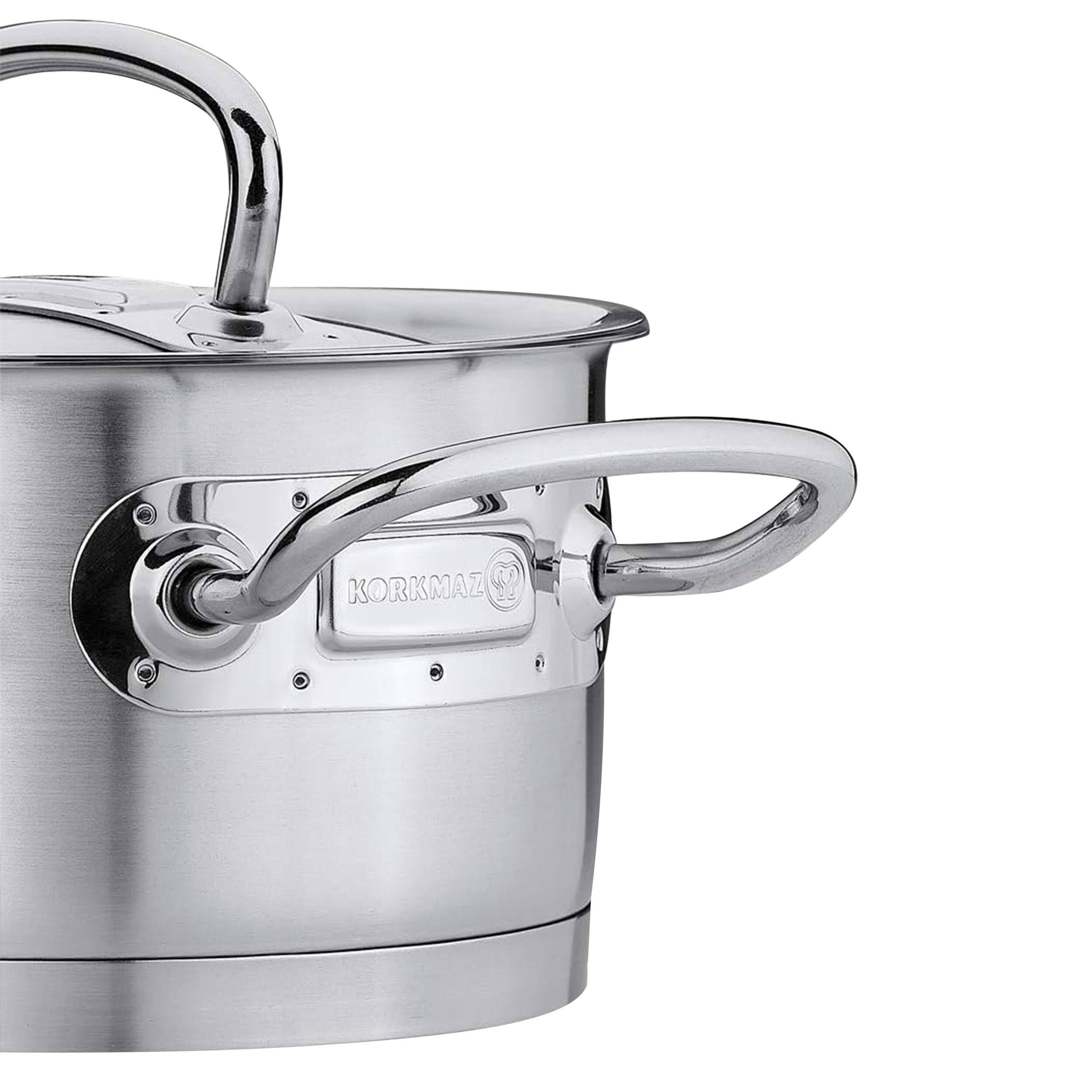 Alt View 1. Korkmaz - Korkmaz Proline Professional Series 2 Liter Stainless Steel Casserole with Lid in Silver - Silver.