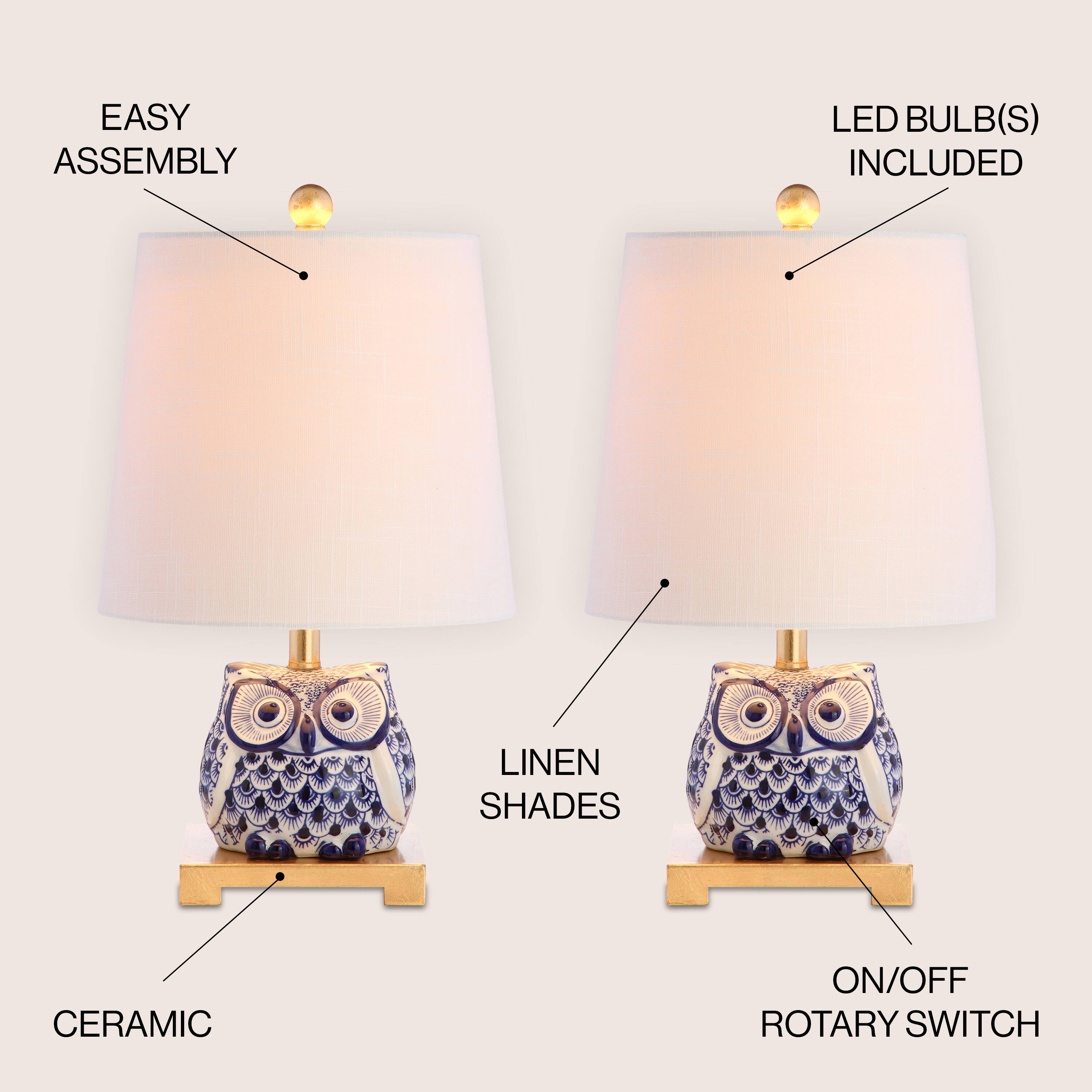 - EASY ASSEMBLY
- LED BULB(S) INCLUDED
- LINEN SHADES
- CERAMIC
- ON/OFF ROTARY SWITCH