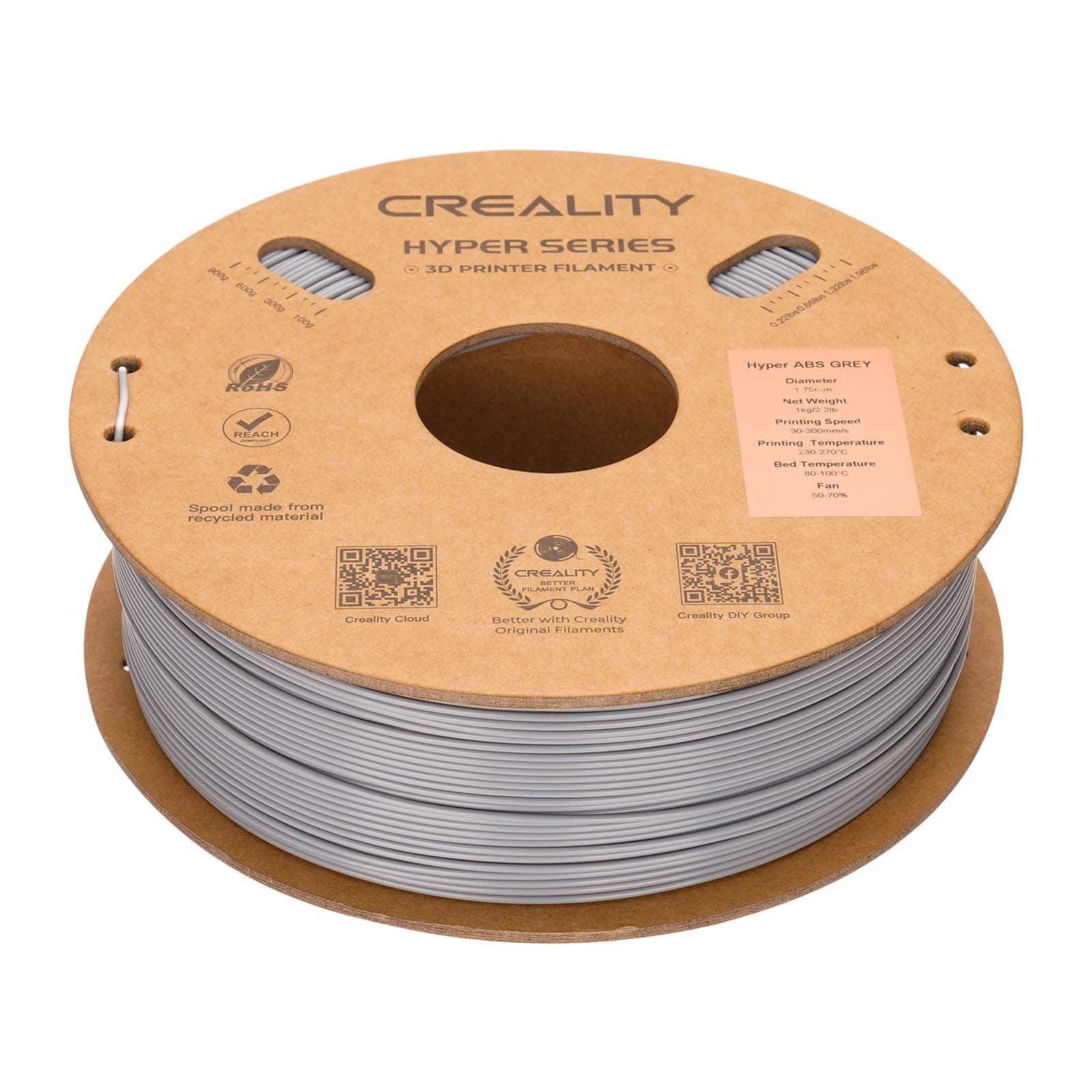CREALITY HYPER SERIES C-> 3D PRINTER FILAMENT n addu /.l. 80d FE 98050 MA Ps NEU RCH5 REAUR Spool made from recycled material Hyper AnS DUEY mameter i ET ROS Printins SEeI LA Prntints Temperature MPC sout Temperature 8 .... SLAA ..- CREALITY SETTEN PELAMEN ..- Creality Cloud TNTTRP with Creality Original Filaments Creailty DIY Group