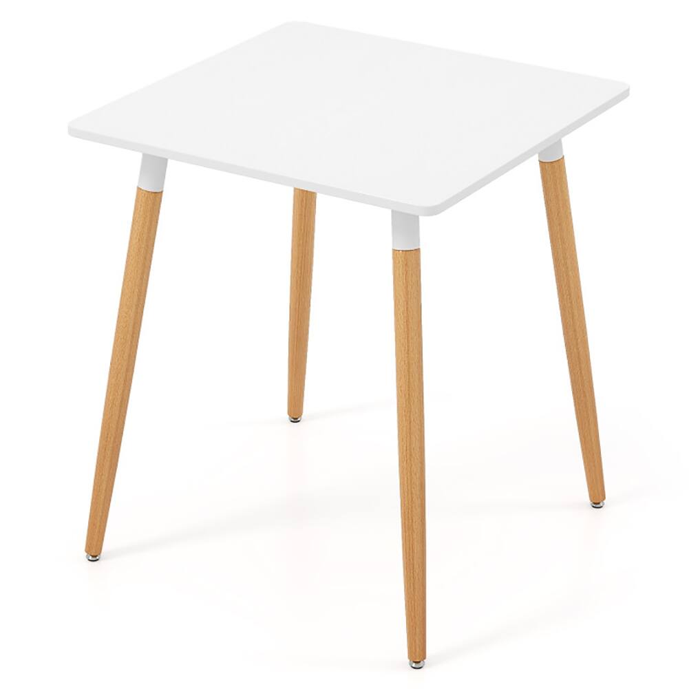Angle. Pefilos - Square Dining Table with Adjustable Foot Pads, Dining Table for Indoor as Dining Room Kitchen, White - White.