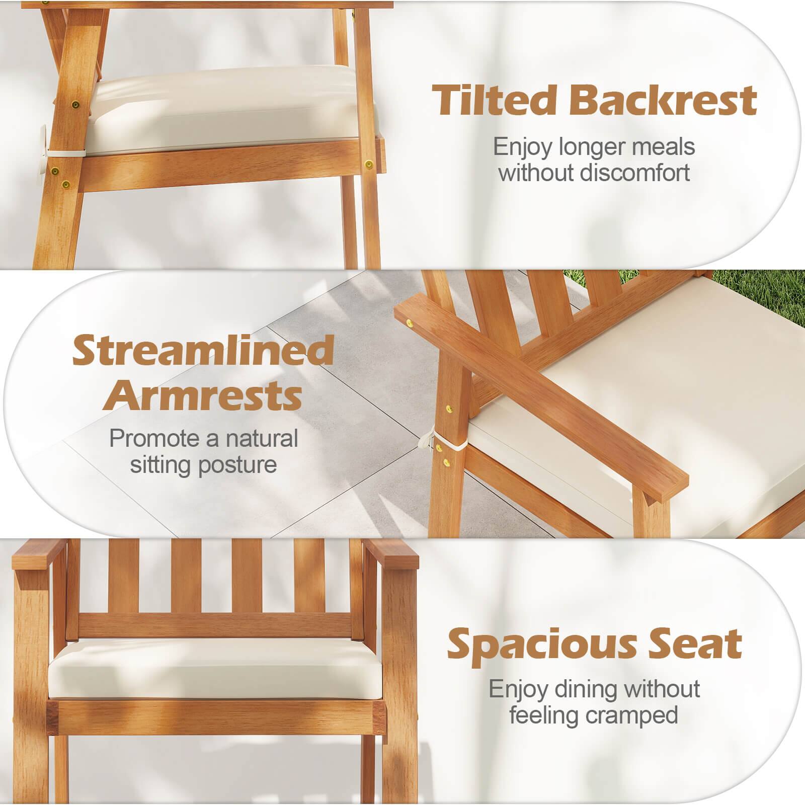 - Tilted Backrest  
  Enjoy longer meals without discomfort

- Streamlined Armrests  
  Promote a natural sitting posture

- Spacious Seat  
  Enjoy dining without feeling cramped