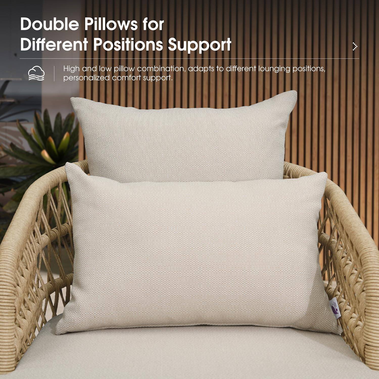 Double Pillows for Different Positions Support

High and low pillow combination, adapts to different lounging positions, personalized comfort support.