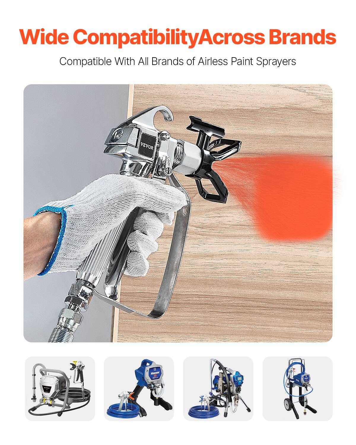 Wide Compatibility Across Brands  
Compatible With All Brands of Airless Paint Sprayers