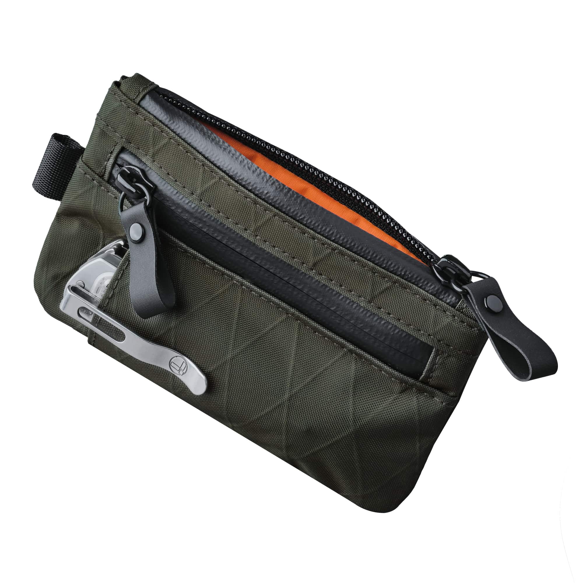 Front. ALPAKA - Zip Pouch Pro - Minimalism Zipper Wallet - RFID Blocking, ID Card Holder,Men’s Wallet with Multi-tool Slot - Dark Green X-Pac VX21.