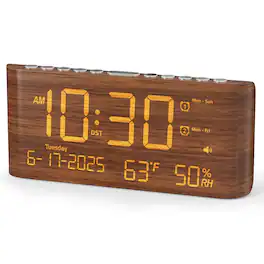 Dazzed Corner - Wooden Digital Alarm Clock, Dual Alarms - Brown