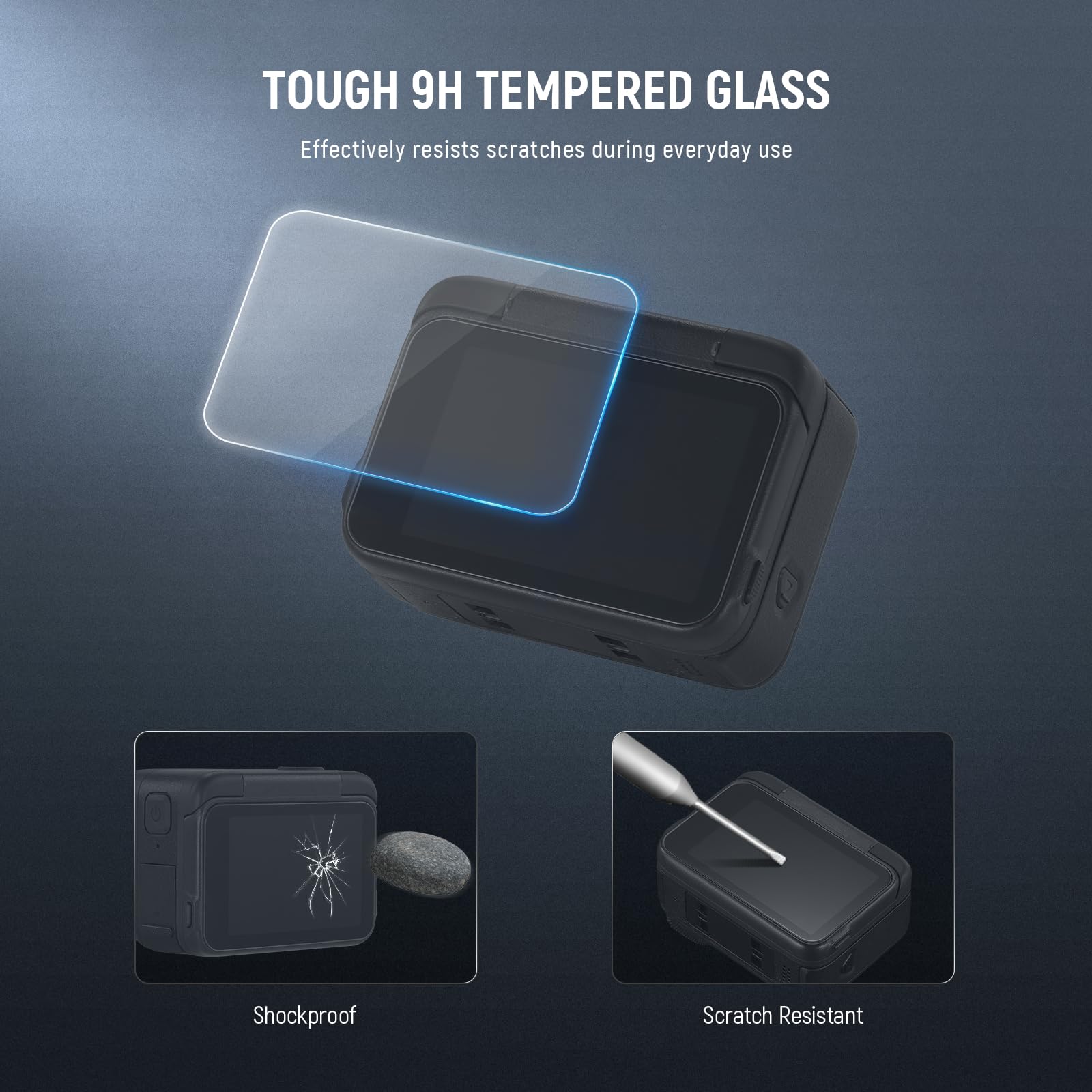 TOUGH 9H TEMPERED GLASS  
Effectively resists scratches during everyday use  

Shockproof  
Scratch Resistant