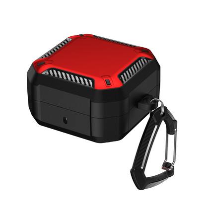 Front. UUCOVER - Rugged Protective Case for Samsung Galaxy Buds4 / Buds4 Pro with Carabiner Shockproof PC Magnetic Cover - Red+Black.