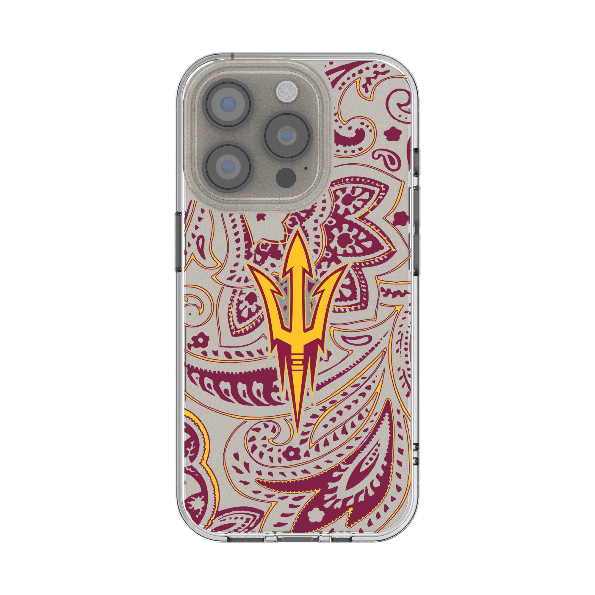Front. Keyscaper - Arizona State Sun Devils iPhone Paisley Design Clear Case - 16e - Multicolor.