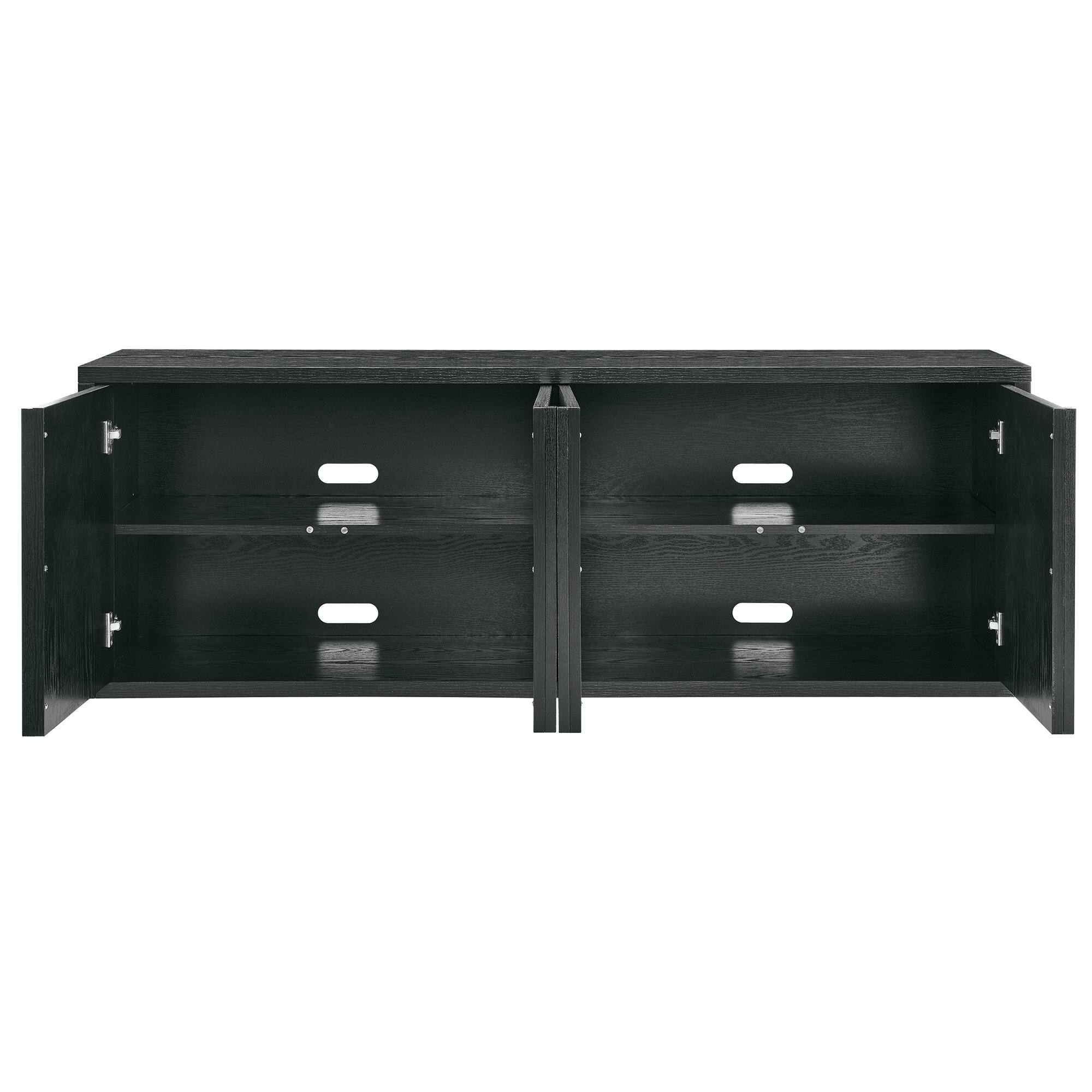 Alt View 1. Hudson&Canal - Kai Rectangular TV Stand for TV's up to 75" in Black Grain - Black Grain.