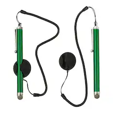 Front. Unique Bargains - 2pcs Screen Capacitive Pen with Spring Rope Fixing Dock High Sensitivity for Mobile Phone Car Navigation GPS POS Tablet - Green.