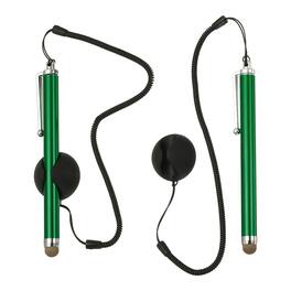 Unique Bargains - 2pcs Screen Capacitive Pen with Spring Rope Fixing Dock High Sensitivity for Mobile Phone Car Navigation GPS POS Tablet - Green