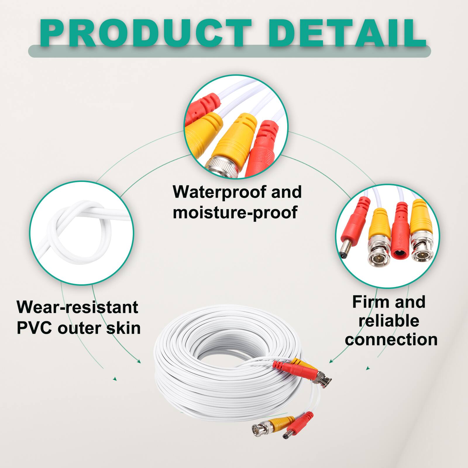 PRODUCT DETAIL

- Waterproof and moisture-proof
- Wear-resistant PVC outer skin
- Firm and reliable connection