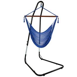 Sunnydaze - Extra Large Hammock Chair with Adjustable Steel Stand - Blue