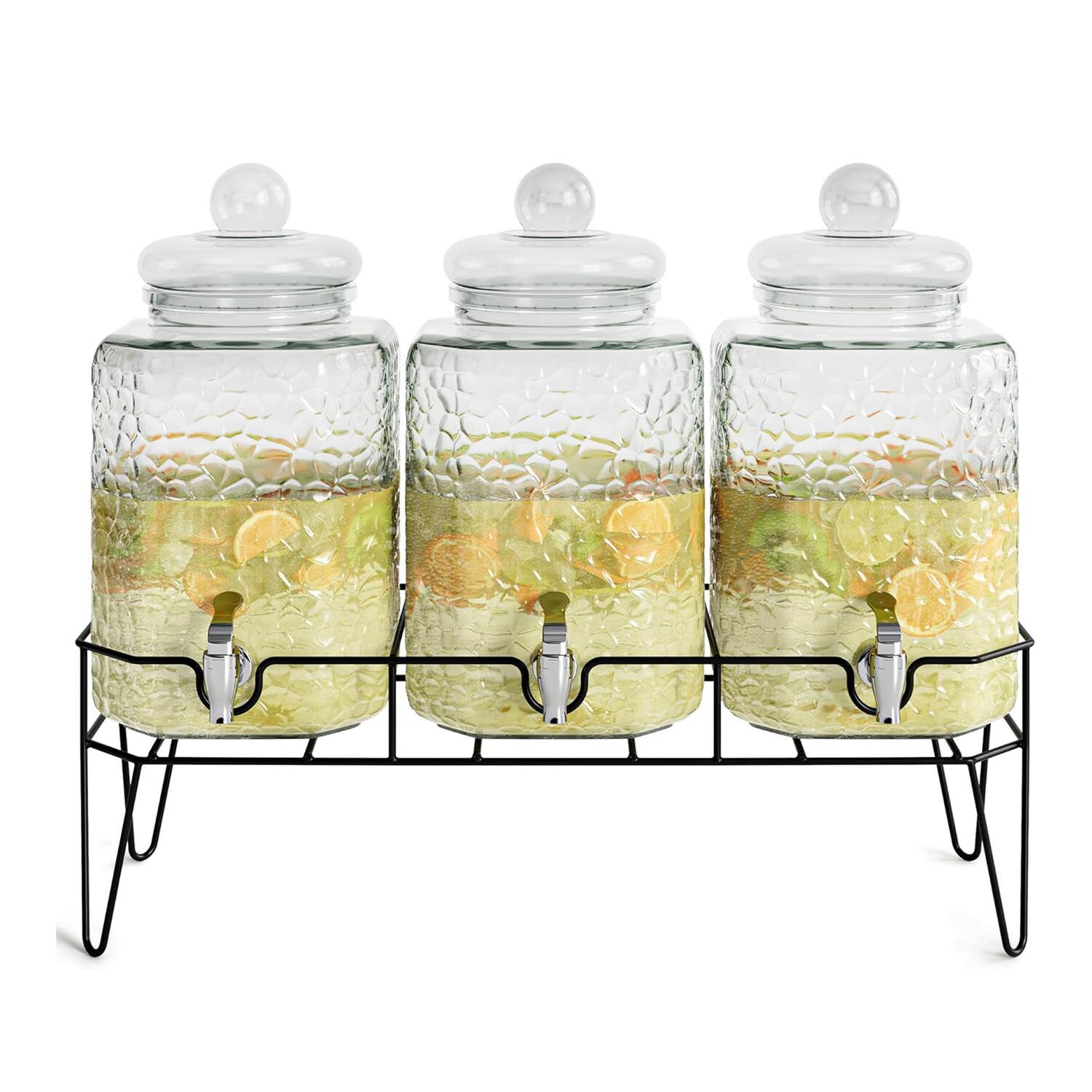 Front. Style Setter - Hamburg Triple Dispenser Set With Stand 1.5 Gal Each - Clear.