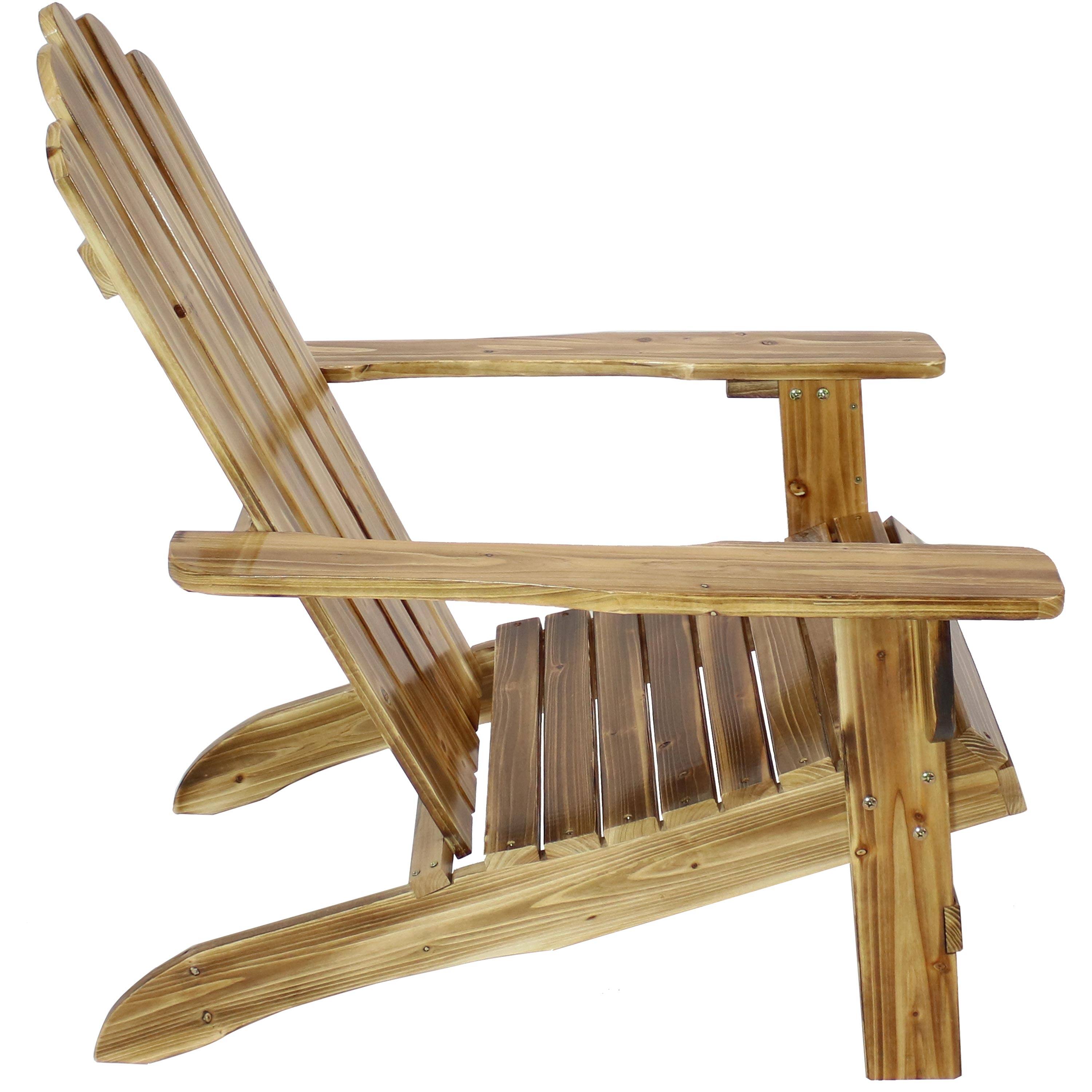 Alt View 5. Sunnydaze - Rustic Fir Wood Adirondack Chair - Charred Finish - Brown.
