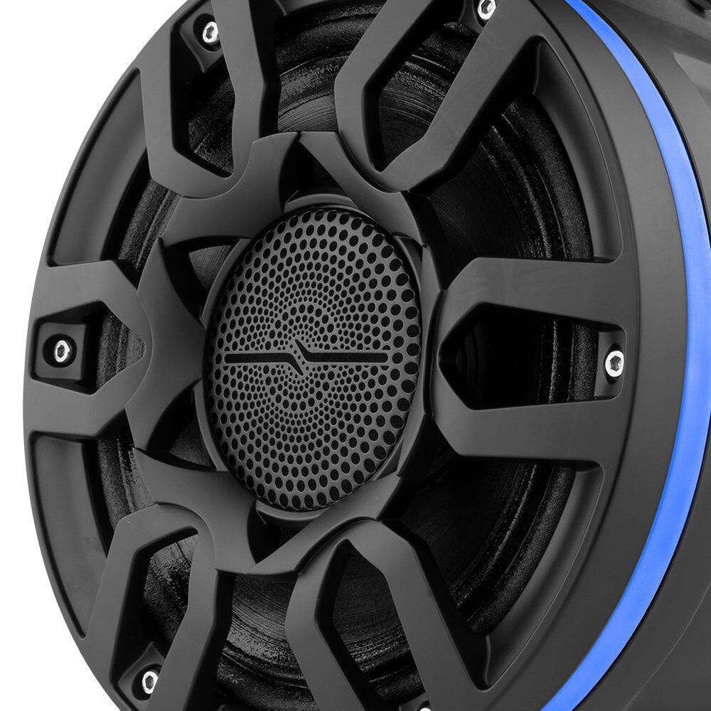 Left. DS18 Audio - NXL-X 8" Mid-Range Loudspeaker with RGB LED Lights and Grille (Pair), 250W RMS 4-Ohm - White.