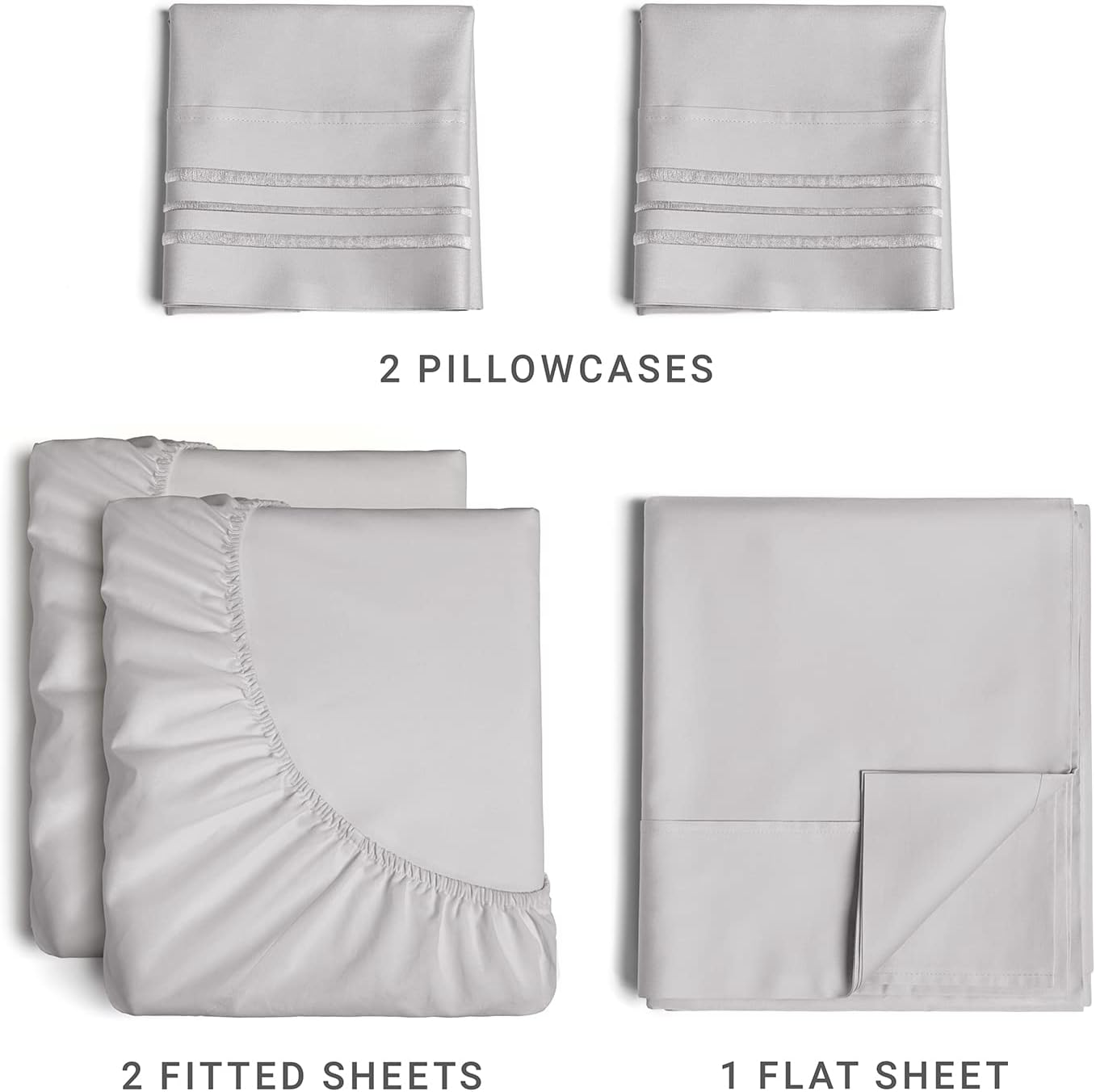2 Pillowcases  
2 Fitted Sheets  
1 Flat Sheet