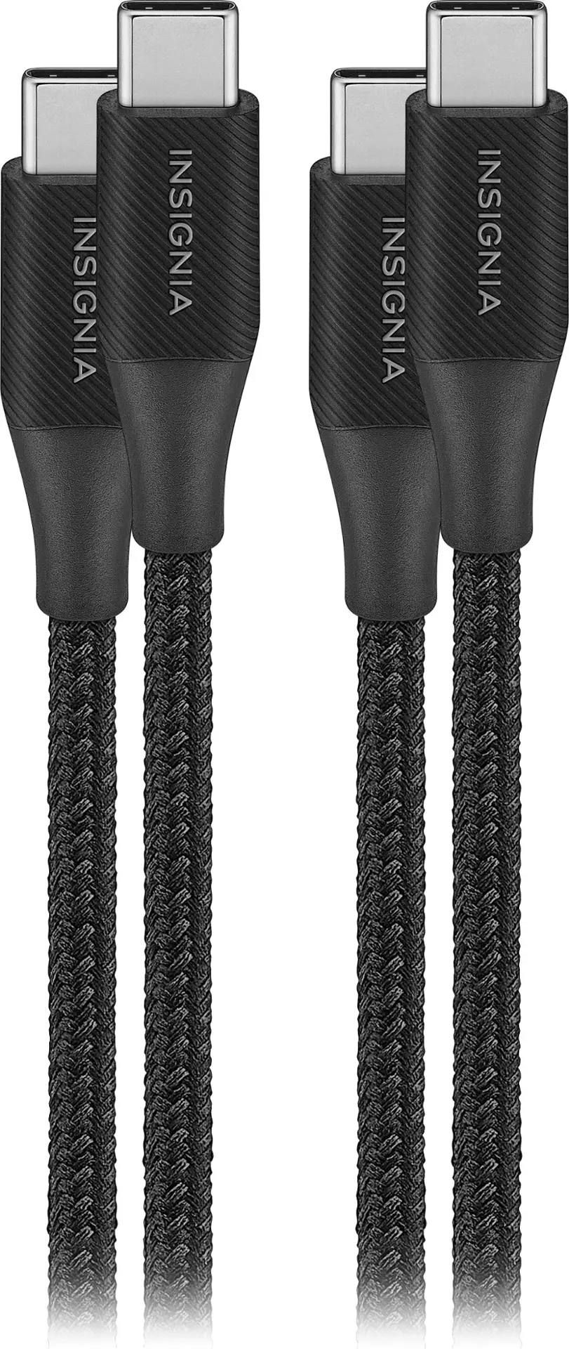 Insignia™ - 6' USB-C to USB-C Braided Charge-and-Sync Cables (2-Pack) - Black